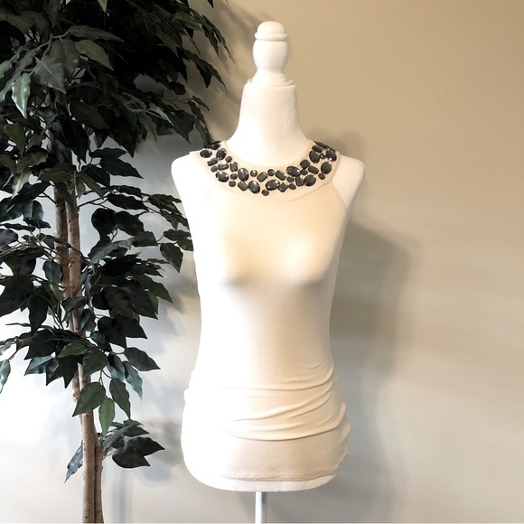 Eight Sixty White Beaded Halter Top ~ Size: XS - Picture 1 of 13